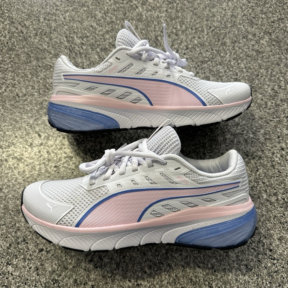 Puma Running Shoes Womens 8 Cell Glare Sneaker White Pink Blue Soft Foam Cushion